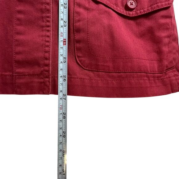 CAbi Jacket Women Size M Brick Red Cotton Long Sleeve Collar Button Front Boho - Picture 10 of 11
